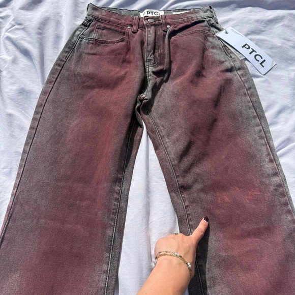 PTCL Coated Straight Leg Jeans Women’s 26 Red Grey Denim Ethical Brand - Picture 8 of 8